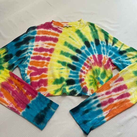 NWOT Cotton Citizen Tie Dye Long Sleeve Crop Top Tee T-Shirt Size Small New - Picture 1 of 7